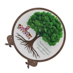 Round painting for school, decorated with stabilized natural lichens, tree shape, 30 cm